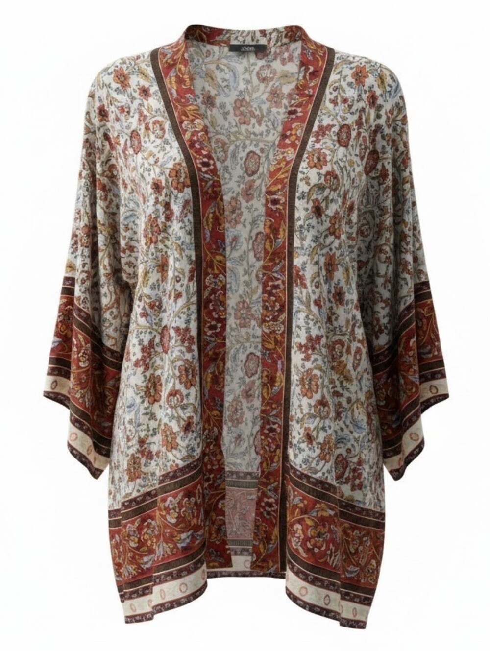 SHEIN Floral Boho Open Front Kimono Cardigan XS 100% Viscose Lightweight